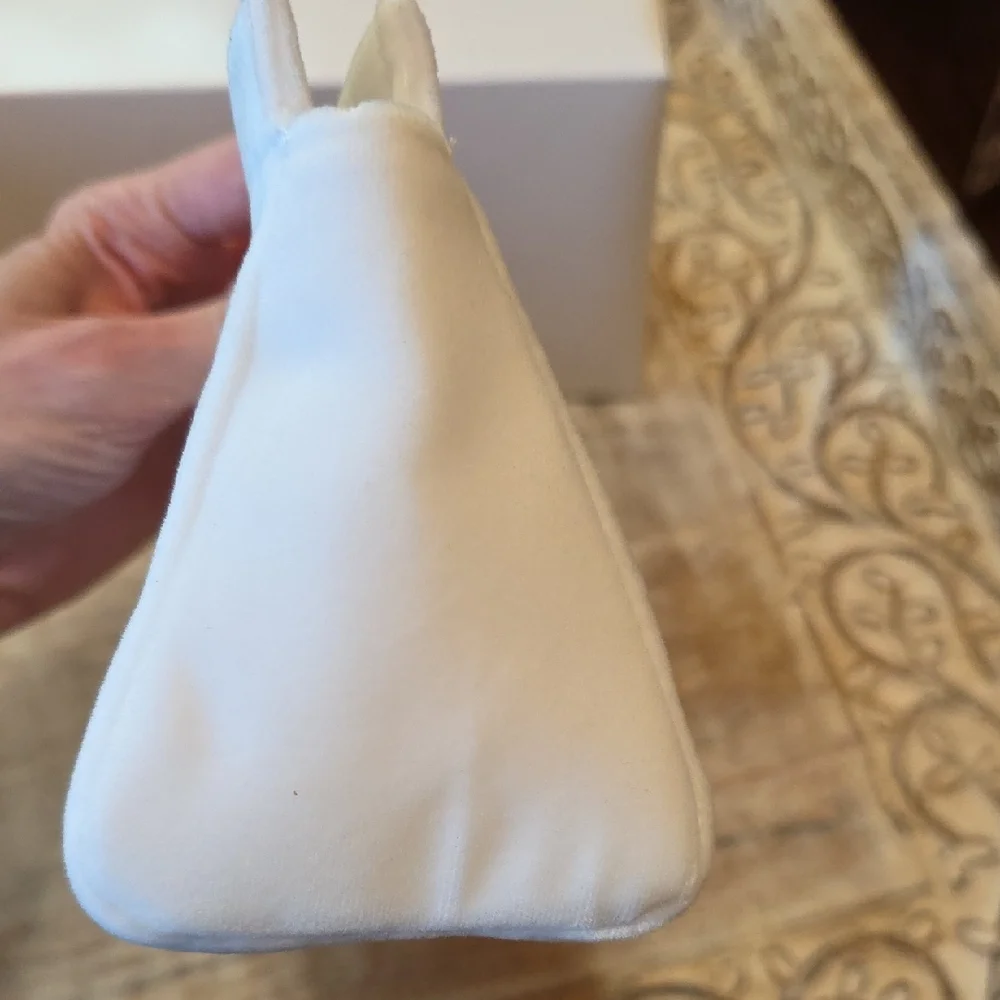 Christian Dior White Cosmetic Makeup Pouch Gold Logo + CD Lining With Box